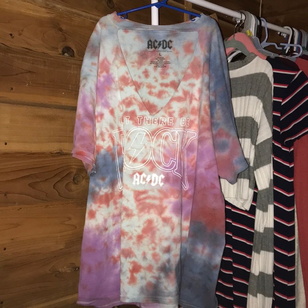 Tie dye AC/DC long short sleeve shirt